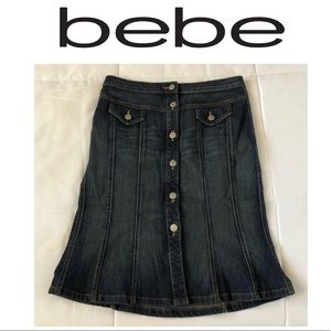 Bebe denim button up skirt